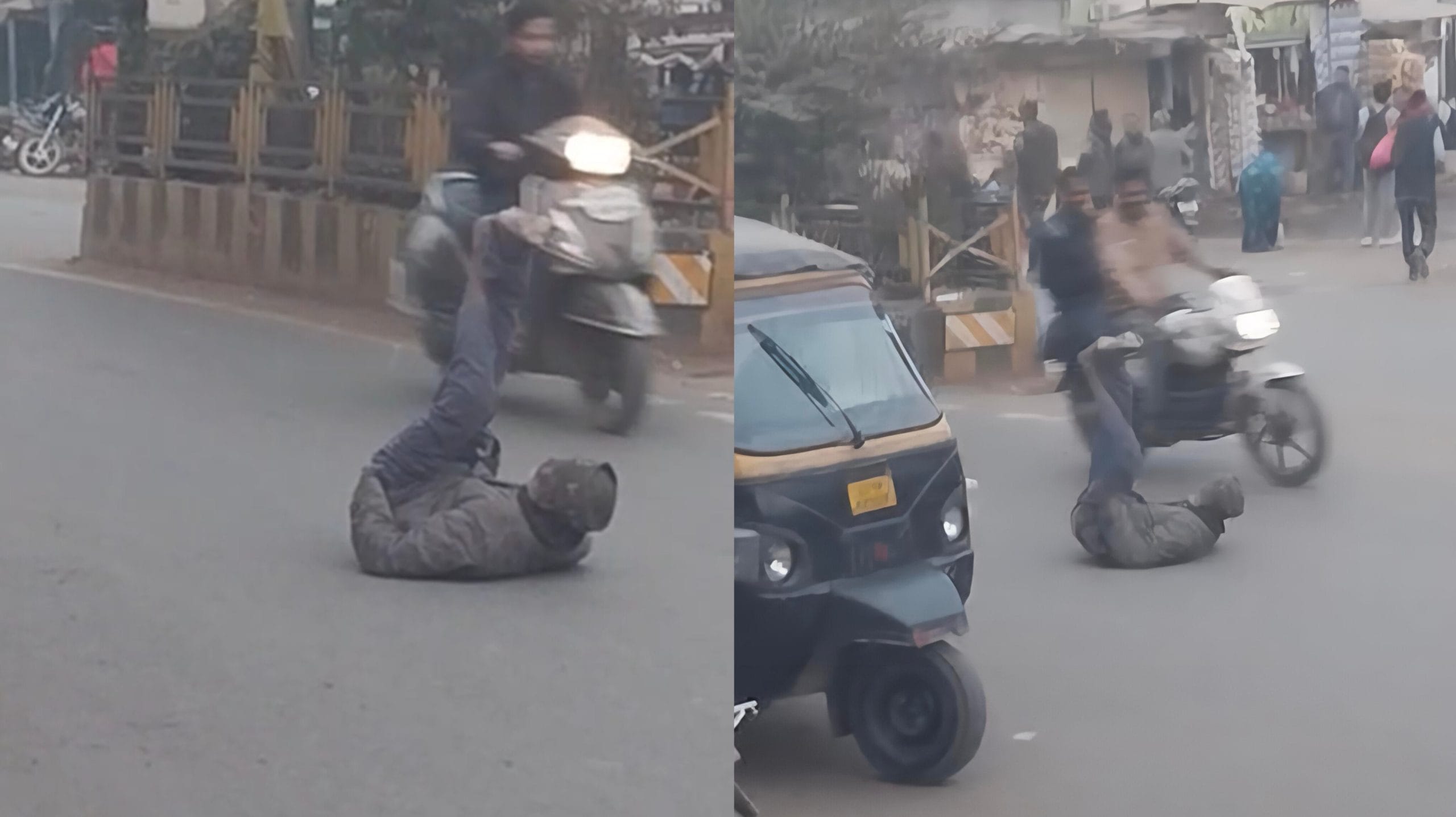 Drunk man performs yoga on busy road amid dense fog, invokes Baba Ramdev