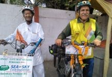 two-person-giving-message-of-environmental-protection-by-going-cycling-from-Mumbai-to-Nepal