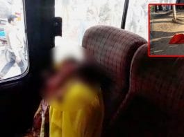 Chopped-woman's-head-when-out-of-bus-window-in-panna-