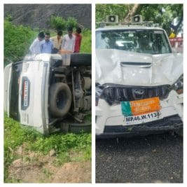 भोपाल आते समय विधायक की गाड़ी पलटी, विधायक सुरक्षित, ड्राइवर घायल