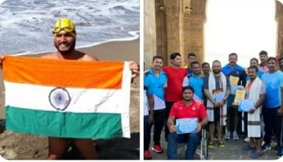 दिव्यांग तैराक सत्येंद्र लोहिया ने फिर बनाया रिकॉर्ड, समुद्र में 36 किलोमीटर लम्बा चैनल किया पार, शिवराज ने दी बधाई