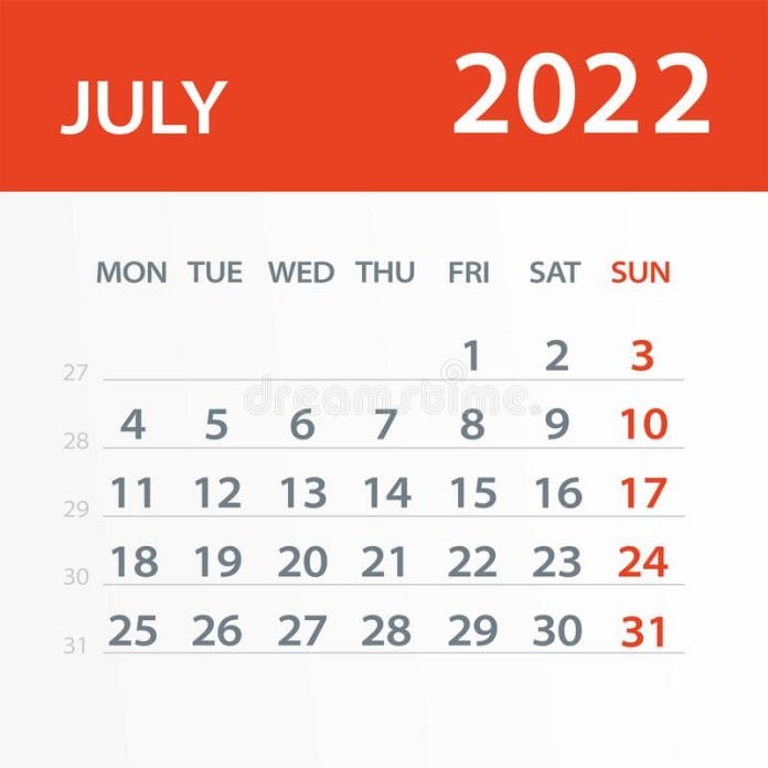 july holiday 2022