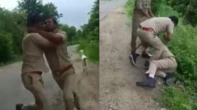 नशे की हालत में पैसे के बंटवारे को लेकर भिड़े सिपाही और होमगार्ड, वायरल हुआ वीडियो