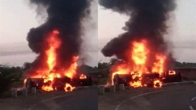 खरगोन : पेट्रोल-डीजल के टैंकर में लगी भीषण आग, एक लड़की की मौत, कई घायल