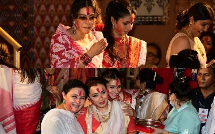 ट्रेडिशनल लुक में दिखी रानी मुखर्जी और काजोल, अलग अंदाज में मनाया दुर्गा उत्सव, देखें Photos