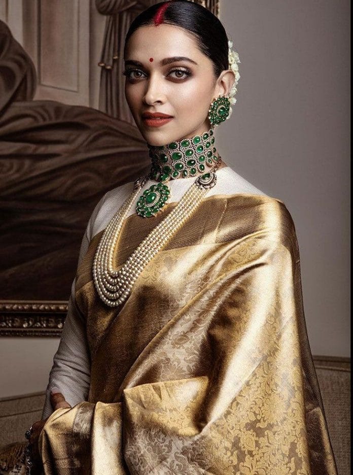 bollywood-ki-maharani-deepika-padukone-priyanka-chopra-and-kangana-ranaut-whose-golden-embellished-saree-heavy-jewellery-style-do-you-love-the-most-vote-now