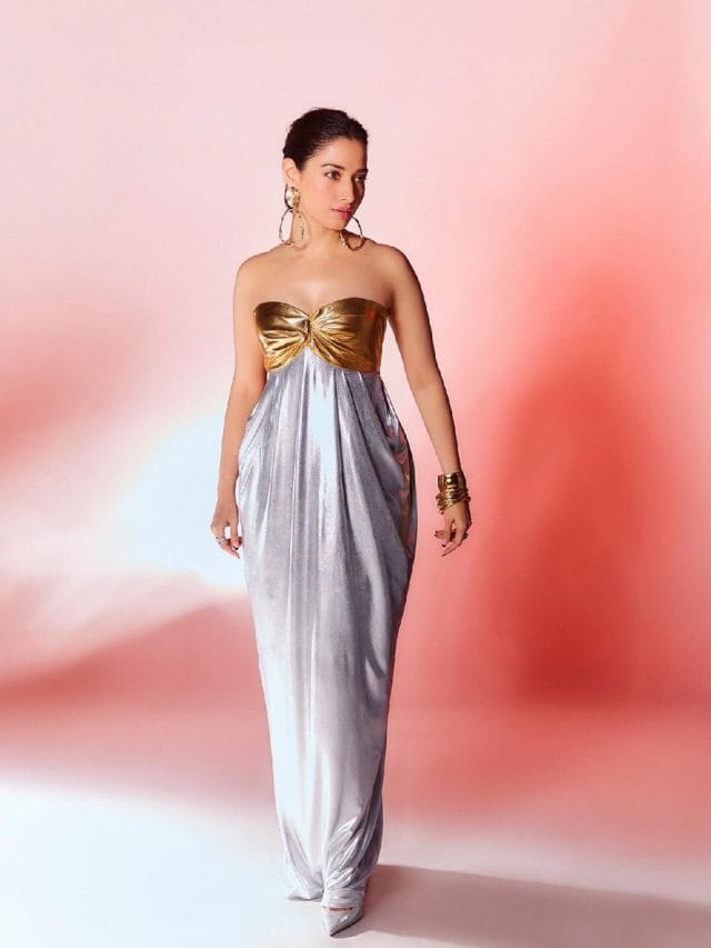 Tamannaah Bhatia ने गोल्डन डीपनेक गाउन में करवाया बोल्ड फोटोशूट