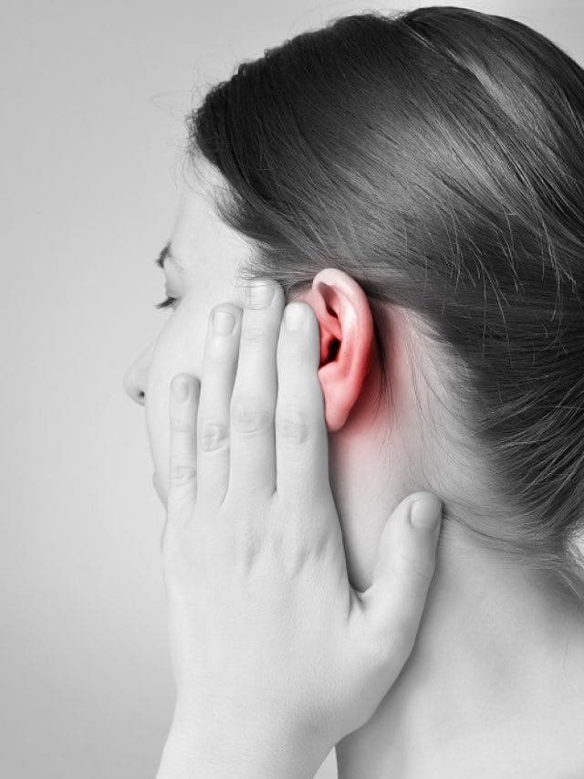 Young,Woman,Touching,Her,Painful,Ear