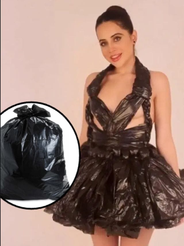 गार्बेज बैग से बनी ड्रेस पहनने पर ट्रोल हुईं उर्फी जावेद !!