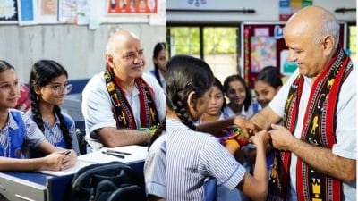 स्कूली बच्चों के बीच पहुंचे मनीष सिसोदिया, बोले मैं आज अपने भगवान से मिलने आया, अच्छा लगा, BJP पर साधा निशाना