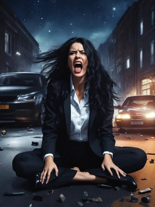 Photorealistic ultradetailed scary black long hair