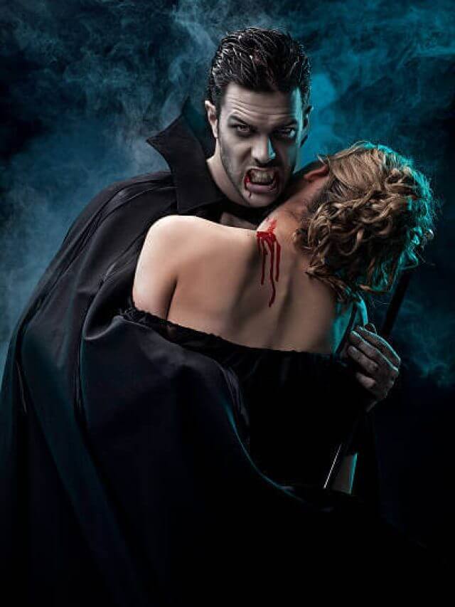 Vampire biting his victim