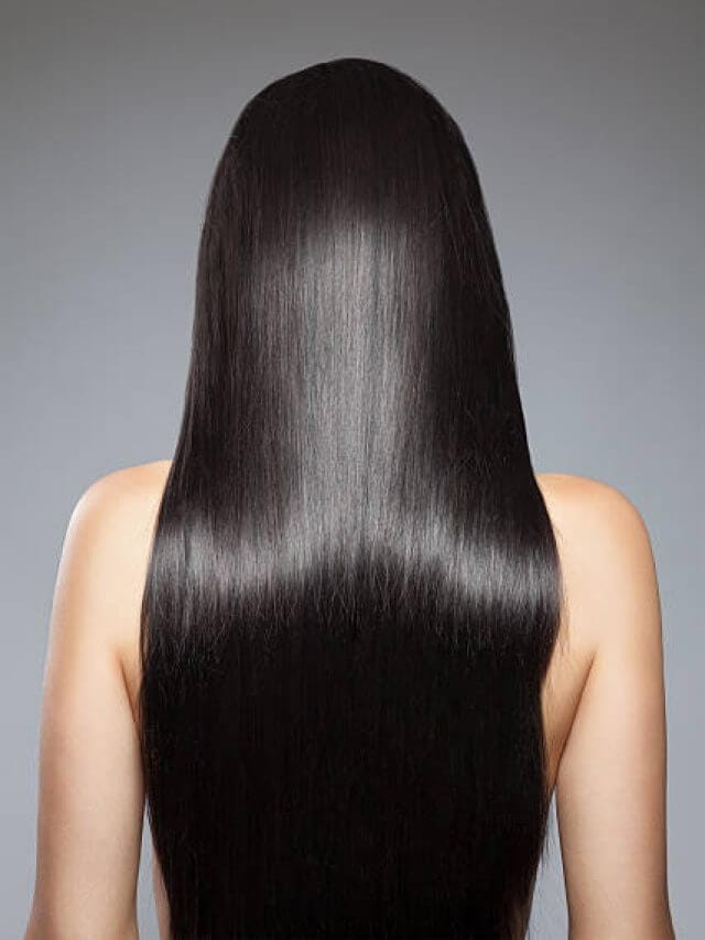 Back view of a woman with long straight hair