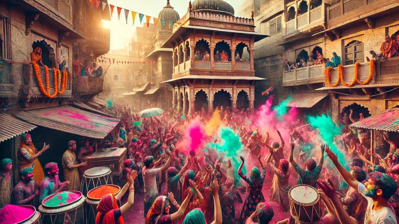 पन्ना में भगवान जुगल किशोर ने सखी वेश में दिए दर्शन, भक्तों ने गुलाल से खेली होली