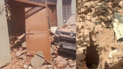 आसमान से गिरा भारी पार्टिकल,मकान ध्वस्त, जमीन में गहरा गड्ढा, सदमे में परिवार, ग्वालियर एयर बेस को प्रशासन ने दी सूचना