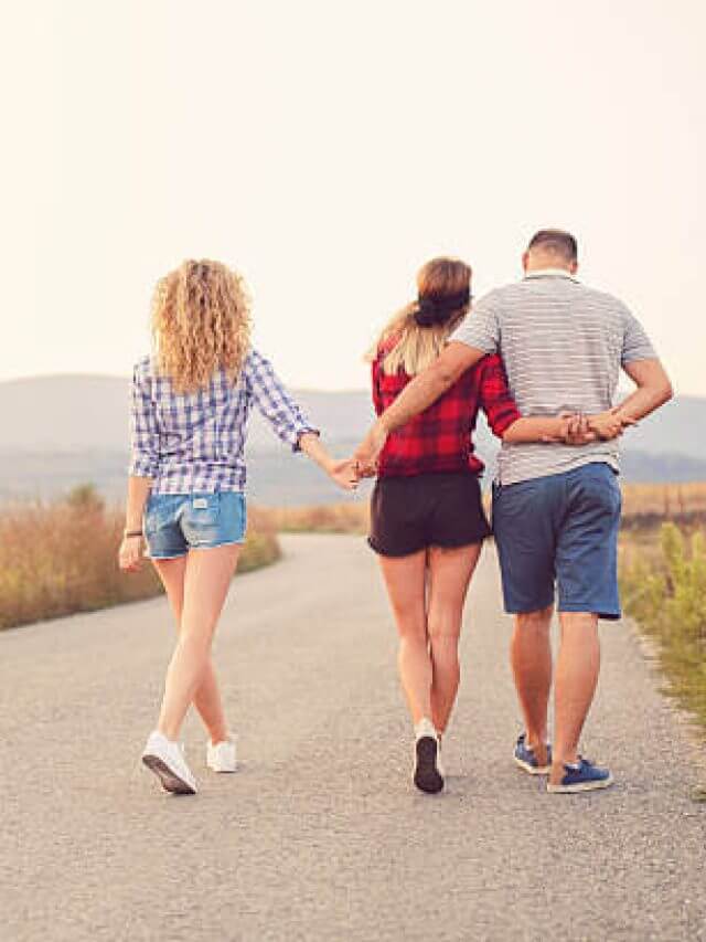 'Love triangle' concept. One man with two woman.