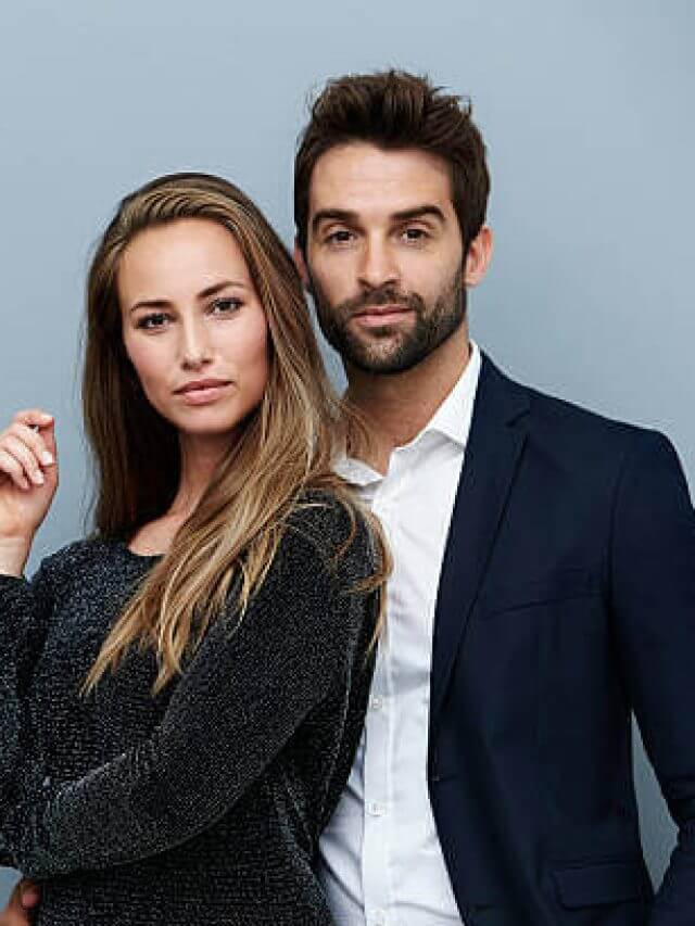 Confident couple in smart clothing, portrait