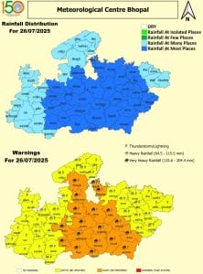मध्यप्रदेश मौसम: मानसून फिर सक्रिय,  आज गुरुवार को 20 जिलों में भारी बारिश का अलर्ट
