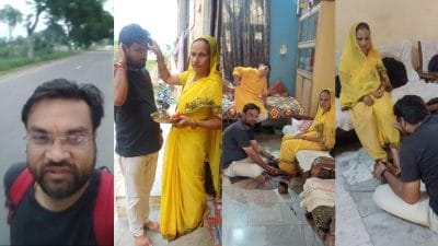 प्यार और श्रद्धा की सुंदर तस्वीर, नवरात्रि में नौ दिन का उपवास, बेटे ने की 4 घंटे पैदल यात्रा, माँ के पैर धोकर खोला व्रत