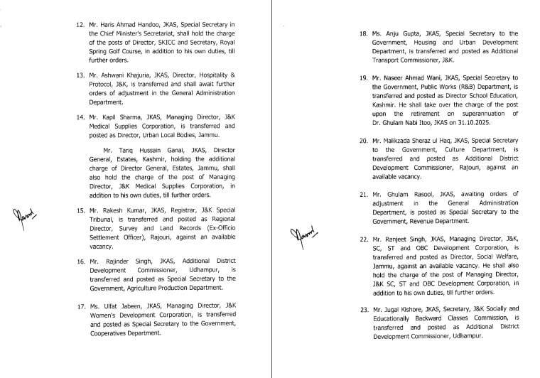 Transfer News 2025 : बड़ा बदलाव, राज्य प्रशासनिक सेवा अधिकारियों के तबादले, जानें किसे क्या सौंपी जिम्मेदारी?