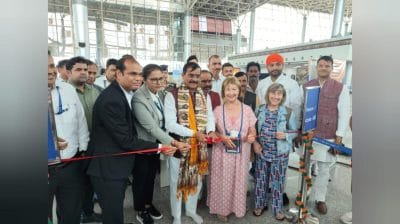 इंडिगो ने शुरू की दिल्ली-खजुराहो-वाराणसी उड़ान, सांसद वीडी शर्मा ने यात्रियों को दी शुभकामनाएं