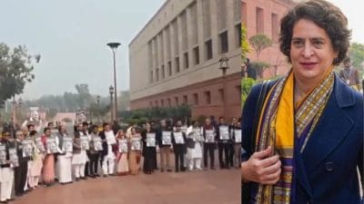 VB-G RAM G बिल को प्रियंका गांधी ने गरीबों के लिए नुकसानदायक बताया, विपक्षों सांसदों ने किया प्रदर्शन